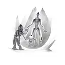 alien abducting a man  tattoo design idea