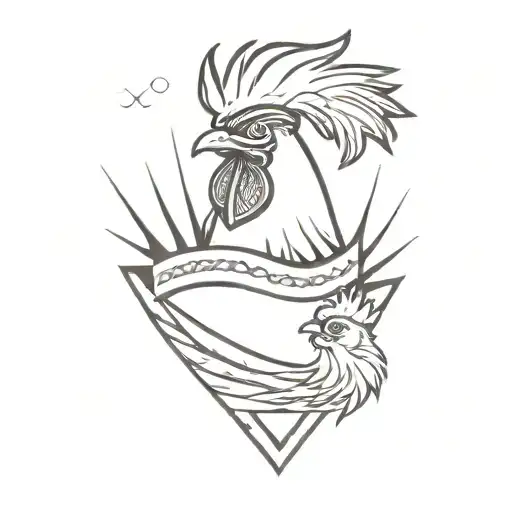 a crown a rooster a captains hat and an iceberg tattoo design idea