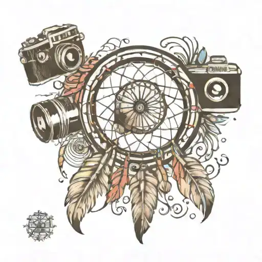 Dream catcher, camera lens, wrestling tattoo design idea