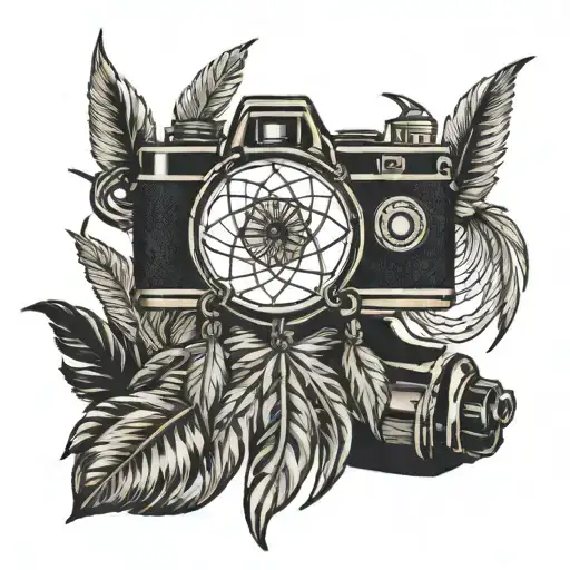 Dream catcher, camera, wrestling match tattoo design idea