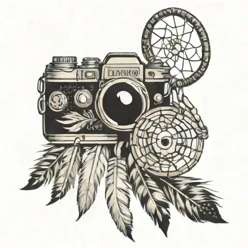 Dream catcher, camera lens, mask, wrestling tattoo design idea