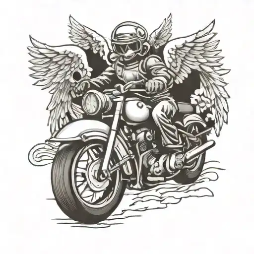 angel motorcycle with wings tattoo design idea