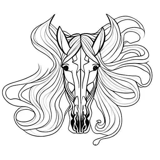 half horse half skull of horse tattoo design idea