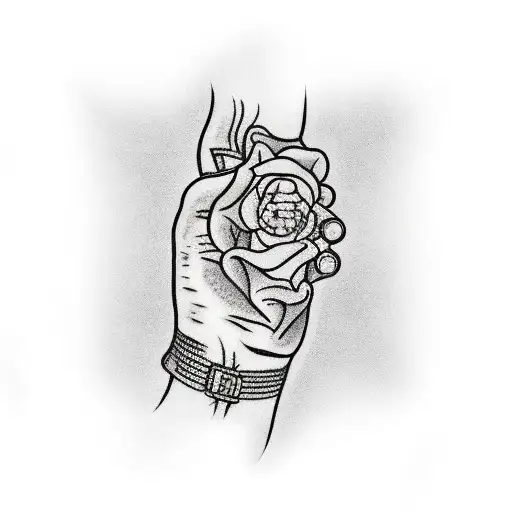 A traditional tattoo of a hand holding a completed jigsaw puzzle, with the date 10/22/22 incorporated into the design tattoo design idea