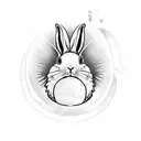 Zeynep's name in elegant script with a rabbit and pineapple silhouette tattoo design idea