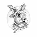 Zeynep's name in elegant script with a rabbit and pineapple silhouette tattoo design idea