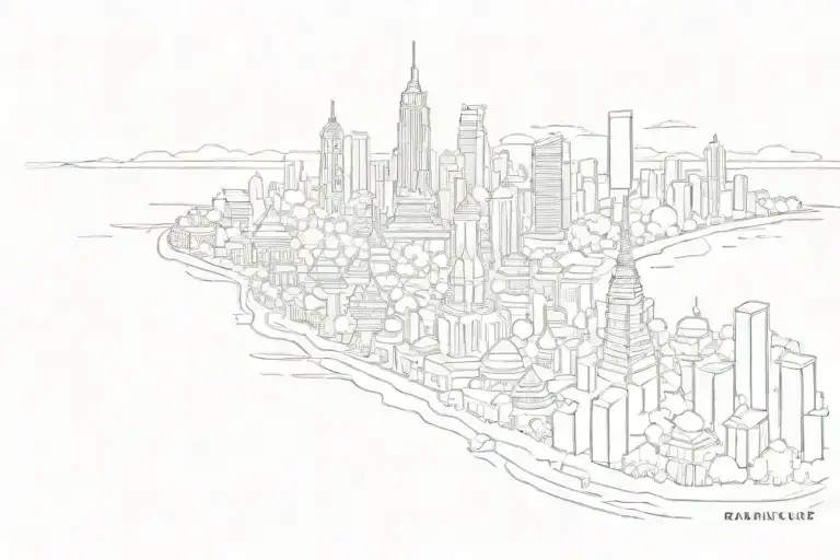 skyline of bangkok tattoo design idea