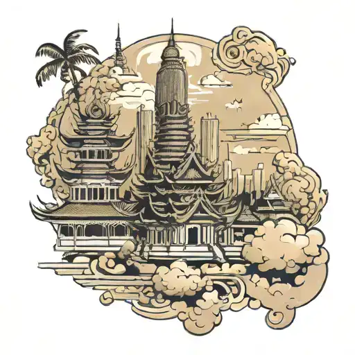 skyline of bangkok tattoo design idea