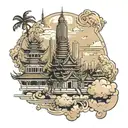 skyline of bangkok tattoo design idea