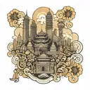 skyline of bangkok tattoo design idea