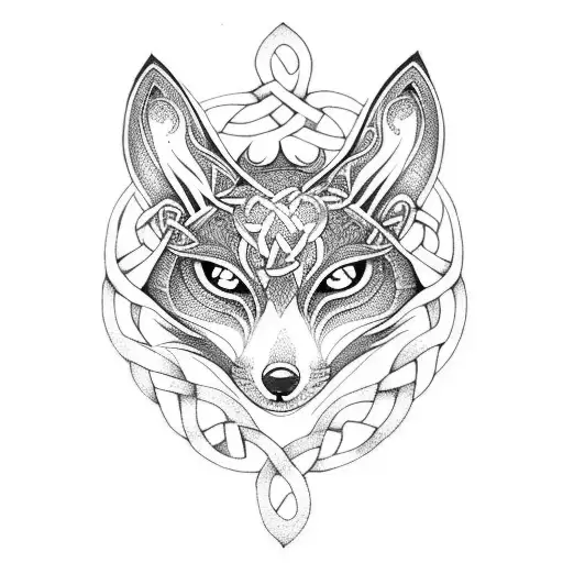 Celtic knot fox tattoo design idea
