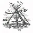 native american tipi tattoo design idea