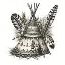 native american tipi feathers birds tattoo design idea