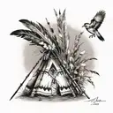 native american tipi feathers birds tattoo design idea