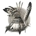 native american tipi feathers birds tattoo design idea