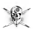 cowboy skull with a bullet hole in the head tattoo design idea