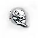 cowboy skull with a bullet hole in the head tattoo design idea