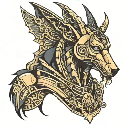 cyborg anubis   tattoo design idea