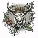 Lambs head with crown of thorns on top of cross tattoo design idea