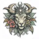 Lambs head with crown of thorns on top of cross tattoo design idea