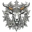 Lambs head with crown of thorns on top of cross tattoo design idea