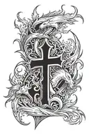 Camargue cross with flames tattoo design idea