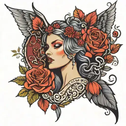 Persephone queen of the underworld  tattoo design idea