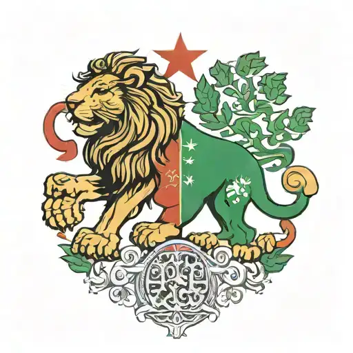 Bulgarian flag and lions facing each tattoo design idea