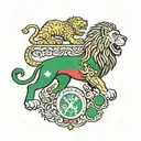 Bulgarian flag and lions facing each tattoo design idea