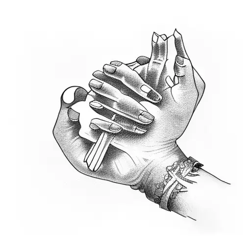 praying hands with 999 filled sleeve  tattoo design idea