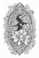 Design Elements:  	1.	Bold Number 8: 	•	Font: Sleek and elegant, perhaps with a slight flourish to give it a stylish app tattoo design idea