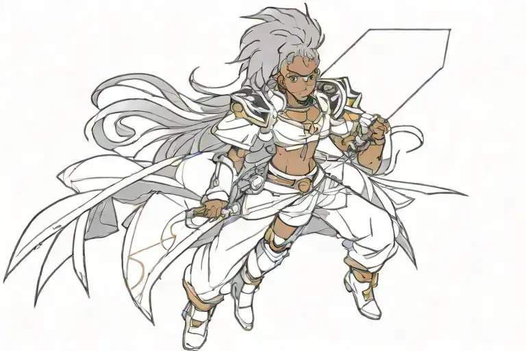 black anime character tattoo design idea