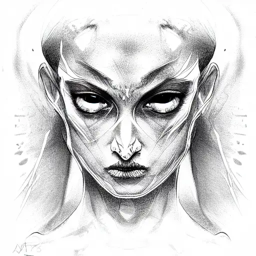 full Black eyes, only eyes, only Black, without face, devil, demon tattoo design idea