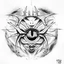 Demon, eyes, oils, only Black tattoo design idea