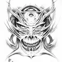 Demon, eyes, oils, only Black tattoo design idea