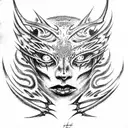 Demon, eyes, oils, only Black tattoo design idea