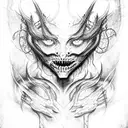 Demon, eyes, oils, only Black tattoo design idea