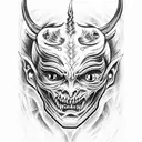 Demon, only eyes, oils, only Black, without face tattoo design idea