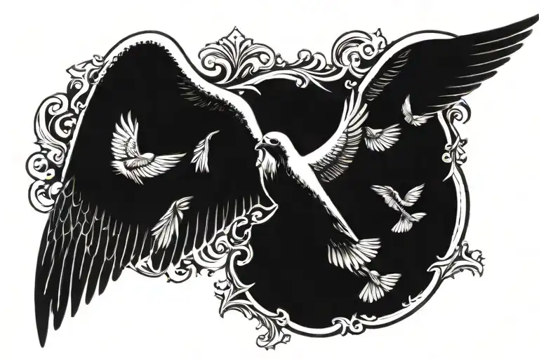 dove wings spread wings tattoo design idea
