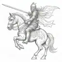 Medieval knight on horseback, charging into battle tattoo design idea