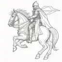 Medieval knight on horseback, charging into battle tattoo design idea