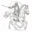 Medieval knight on horseback, charging into battle tattoo design idea