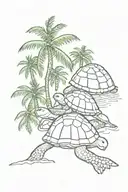 coconut tree and turtle tattoo design idea
