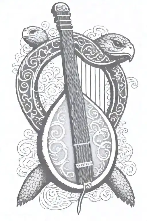 irish harp gbs turtle tattoo design idea