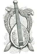 irish harp gbs turtle surrounded tattoo design idea