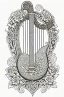 irish harp gbs turtle surrounded tattoo design idea