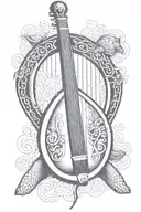 irish harp gbs turtle tattoo design idea