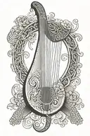 irish harp gbs turtle surrounded tattoo design idea