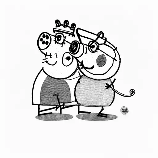 peppa pig muscular like a bodybuilder tattoo design idea