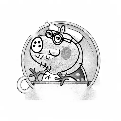 peppa pig like a bodybuilder tattoo design idea